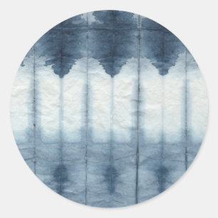 Shibori Indigio Print Classic Round Sticker