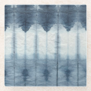 Shibori Indigio Print Glass Coaster