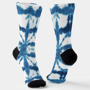 Shibori Indigo Blue Tie Dye Print Socks