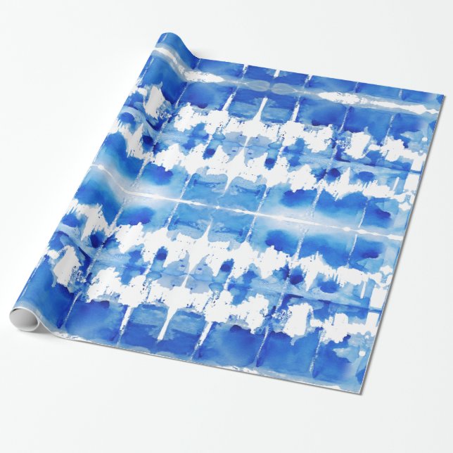 Shibori indigo blue wrapping paper (Unrolled)