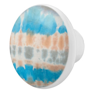 Shibori Painting Tie Dye Coastal  Ceramic Knob