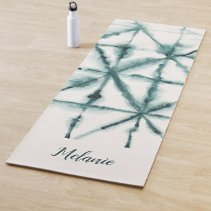 Shibori Style Modern Watercolor Smaragd Green  Yoga Mat