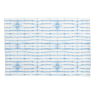 Shibori Tie Dye Blue Line Pattern Pillow Case