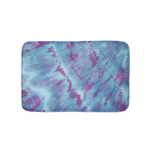 Shibori Tie Dye Blue Purple Pattern Bath Mat