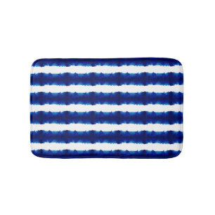 Shibori Tie Dye Blue Stripe Pattern Bath Mat
