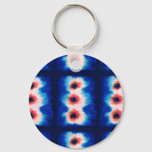 Shibori Tie Dye Pattern Button Keychain