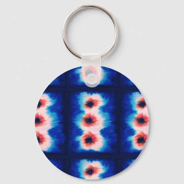 Shibori Tie Dye Pattern Button Keychain (Front)