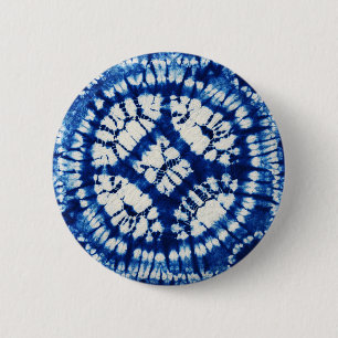 Shibori Tie Dye South Seas Indigo Batik 6 Cm Round Badge