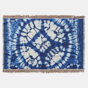 Shibori Tie Dye South Seas Indigo Batik Throw Blanket