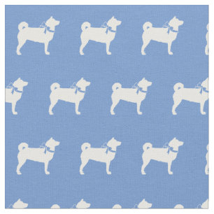 Shibu Inu Dog Silhouette Pet Light Blue Fabric