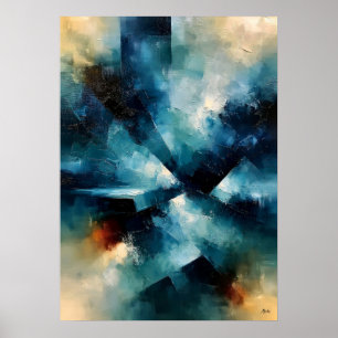 Shibui Azure Convergence Japanese Inspired Texture Poster