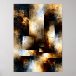 Shibui Bronze Passage Textured Geometric Abstract  Poster