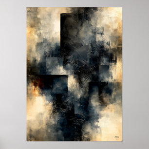 Shibui Obsidian Stillness Textured Architectural Poster