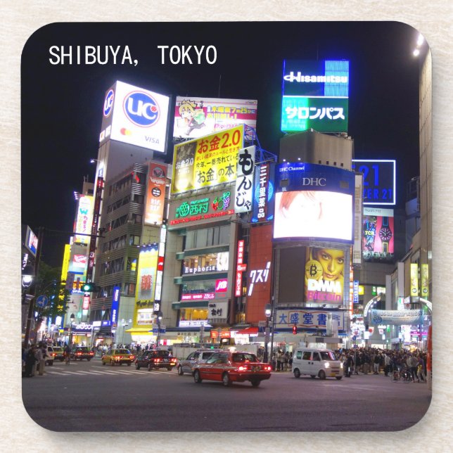 Shibuya City Lights Night in Tokyo Japan Coaster (Front)