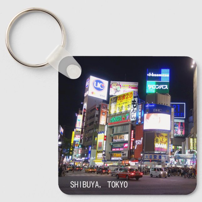 Shibuya City Lights Night in Tokyo Japan Key Ring (Front)