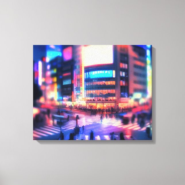 "Shibuya Nights: Illuminated Crossing Canvas Print (Front)
