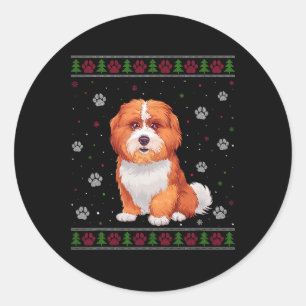 Shichon Christmas Sweater Xmas Pet Animal Dog Love Classic Round Sticker
