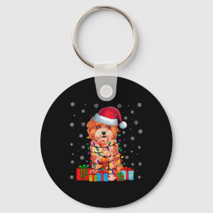 Shichon Dog Ugly Xmas Lights Santa Hat Shichon Dog Key Ring