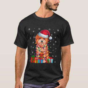 Shichon Dog Ugly Xmas Lights Santa Hat Shichon Dog T-Shirt