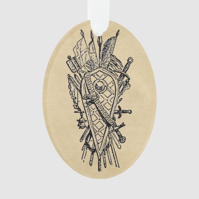 Shield and Sword Fencing Logo Ornament (Front)