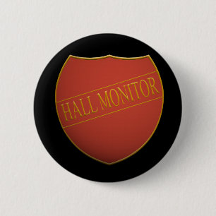 Shield badge with the word - hall monitor