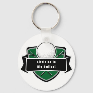 Shield Emblem Design With Golf Ball and Clubs Key Ring