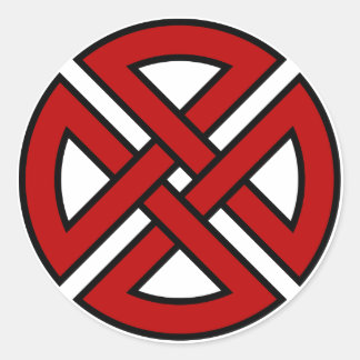 Shield Knot (Celtic version in red & black) Classic Round Sticker