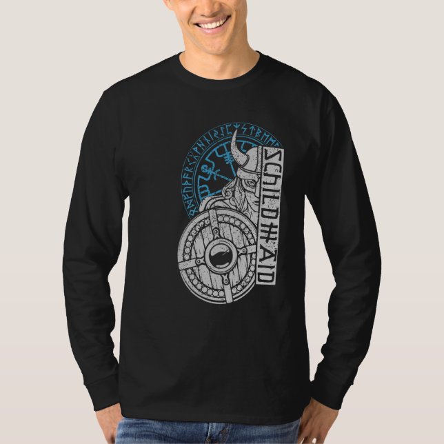Shield Maiden Warrior Valhalla Norse Compass Vikin T-Shirt (Front)