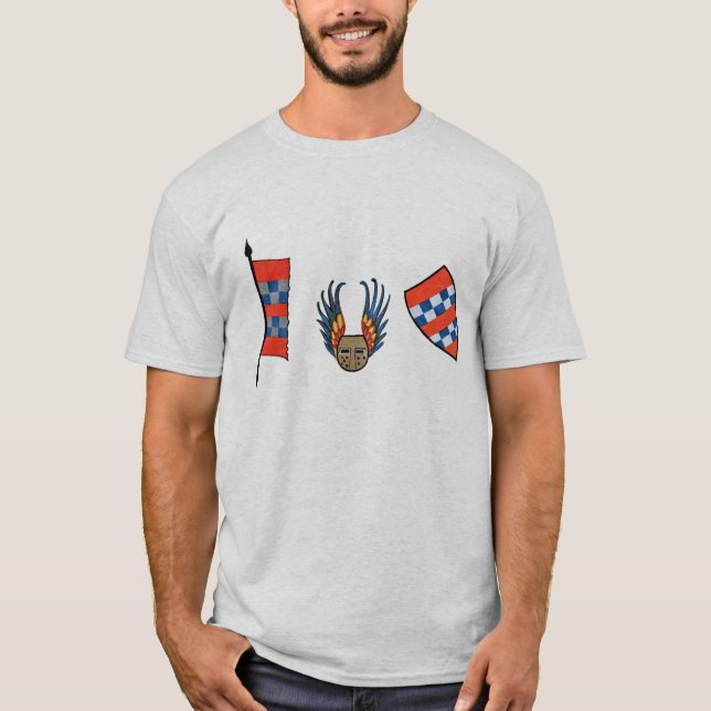 Shield, Mask, Banner T-Shirt (Front)