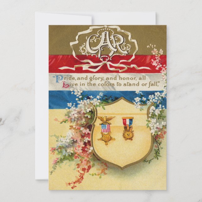 Shield Medal Grand Army of The Republic Flowers Invitation (Front)