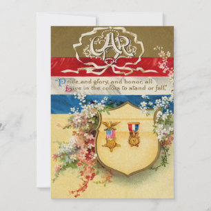 Shield Medal Grand Army of The Republic Flowers Invitation