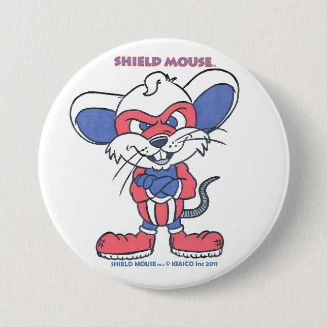 SHIELD MOUSE 7.5 CM ROUND BADGE (Front)