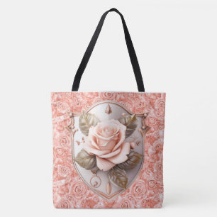 Shield of Faith on Pink Roses Large Tote