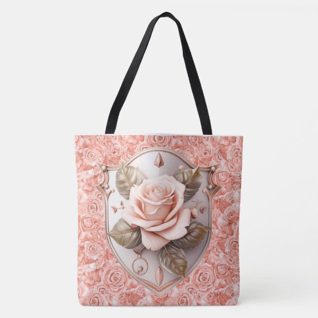 Shield of Faith on Pink Roses Large Tote Bag (Front)