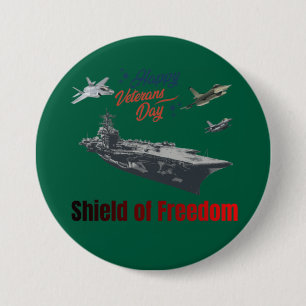Shield of freedom hunter green 7.5 cm round badge