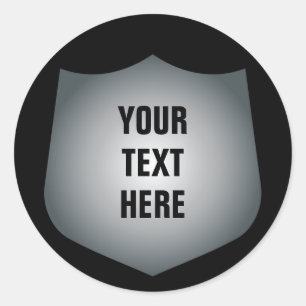 Shield of protection graphic with any text classic round sticker