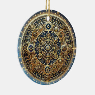 Shield of Warding Protection Sigil by ej gold Ceramic Tree Decoration