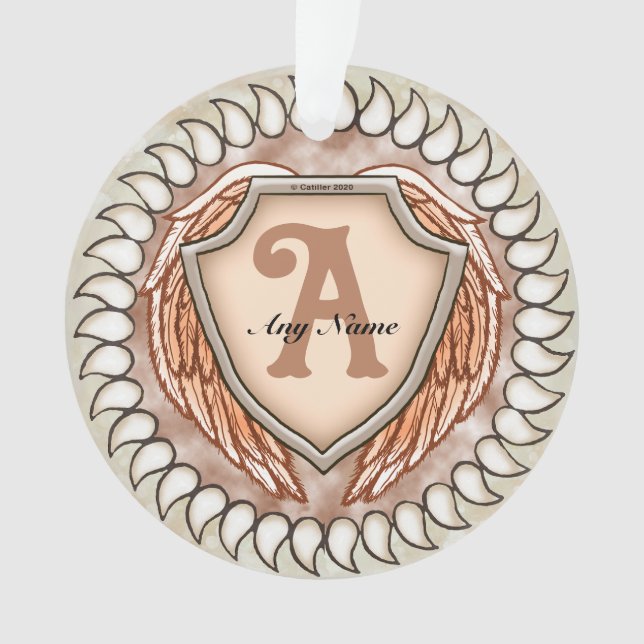 Shield Wings Monogram Ornament (Front)