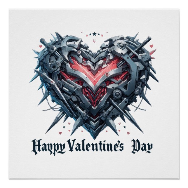 Shielded and caged valentines day heart poster (Front)
