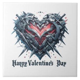 Shielded and caged valentines day heart tile