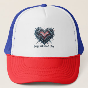 Shielded and caged valentines day heart trucker hat