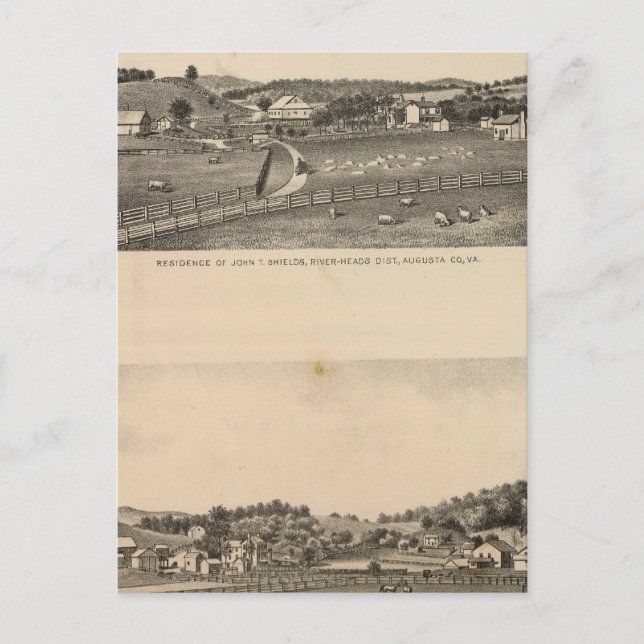 Shields, Clemmer residences Postcard (Front)