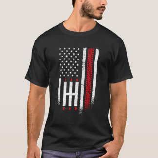 Shift Mechanic Gears Race Car American Flag July 4 T-Shirt