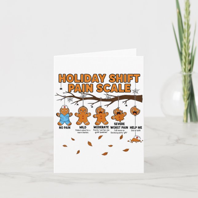 Shift Nurse Pain Scale Funny Gingerbread Rn Christ Card (Front)