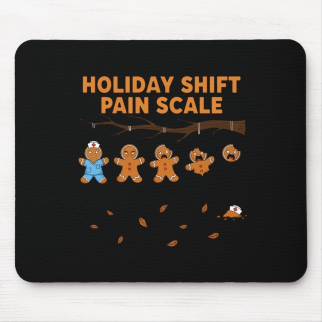 Shift Nurse Pain Scale Funny Gingerbread Rn Christ Mouse Mat (Front)