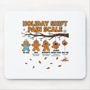 Shift Nurse Pain Scale Funny Gingerbread Rn Christ Mouse Mat