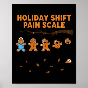 Shift Nurse Pain Scale Funny Gingerbread Rn Christ Poster