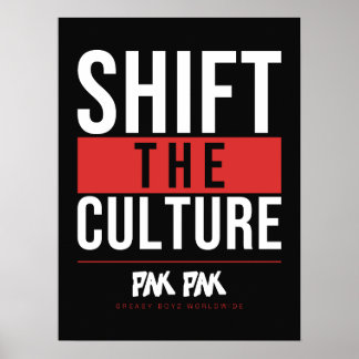 Shift The Culture Bold Typographic Poster Black an