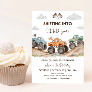Shifting Third Gear Monster Truck 3rd Birthday Invitation