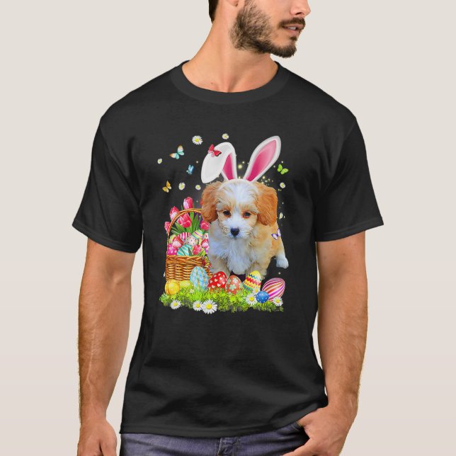 Shih Poo Dog Ear Easter Eggs Funny Easter Day T-Shirt (Front)